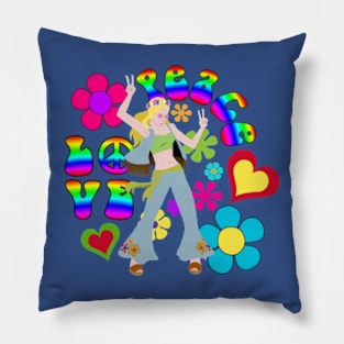 Blonde Hippy Chick Pillow