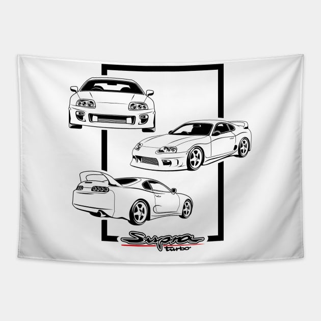 Super car Supra 4th Generation JZA80 mk4 black Tapestry by creative.z