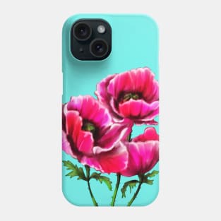 botanical illustration with elements of poppy flowers Phone Case