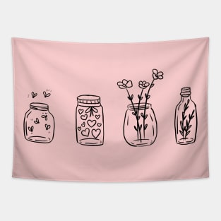 Cute Mason jars lineart illustration Tapestry