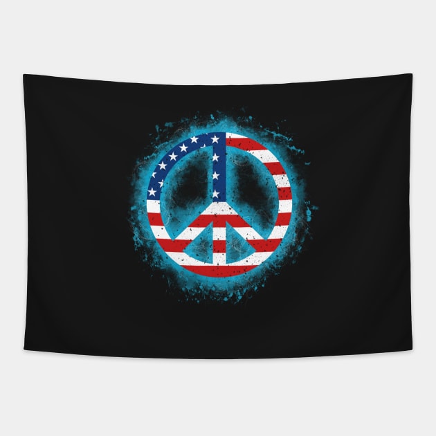 Patriotic Usa Flag Peace Sign Tapestry by foxycated