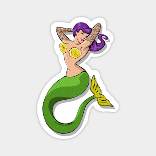 Purple-haired mermaid with tattoos Magnet