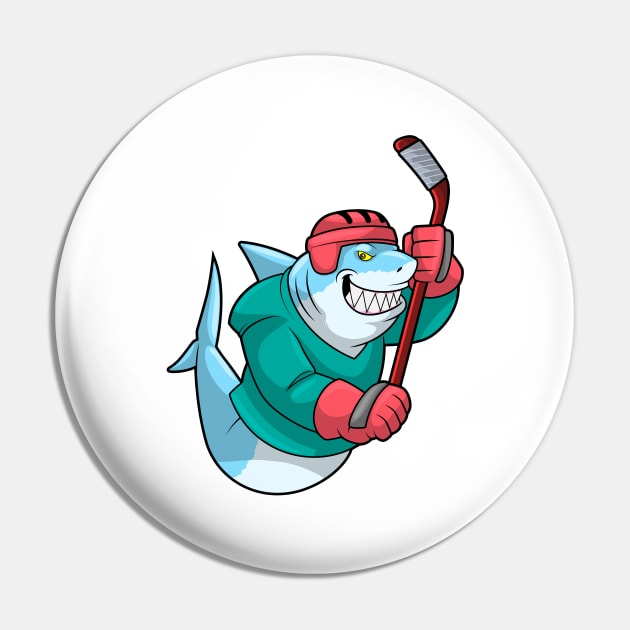 Shark at Ice hockey with Ice hockey stick & Helmet Pin by Markus Schnabel