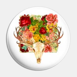 Flowered Deer Skull Pin