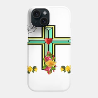 CHRISTIAN CROSS With YELLOW ROSES Phone Case