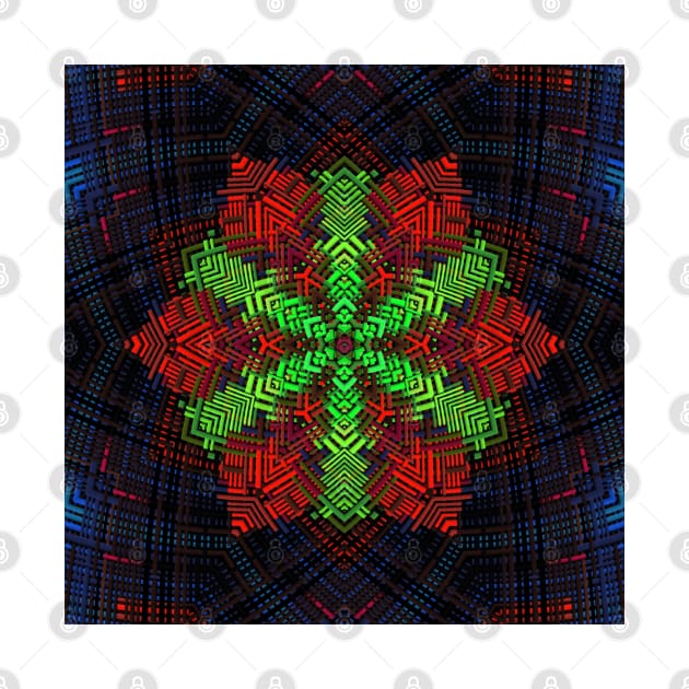 Weave Mandala Green Red and Blue by WormholeOrbital