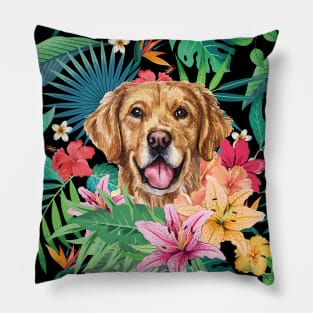 Tropical Golden Retriever 2 Pillow