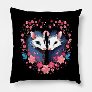 Opossum Couple Valentine Pillow