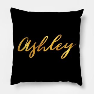 Ashley Name Hand Lettering in Faux Gold Letters Pillow