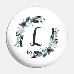 Floral Monogram L Dark Bohemian Flora Pin