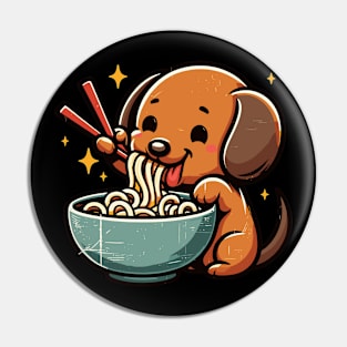 Kawaii english cream dachshund eating ramen Pin