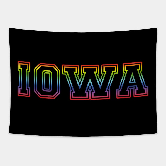 Iowa Pride Rainbow Black Tapestry by HighBrowDesigns