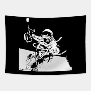 Black and White Vector Astronaut Ed White's Spacewalk Tapestry