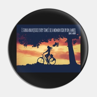 Young Woman Cycling Quote Poster Pin