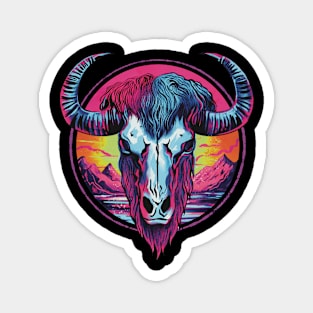 Buffalo skull colorful Magnet