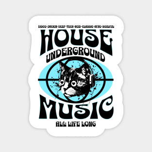 HOUSE MUSIC  - Underground Cat (Black/Blue) Magnet