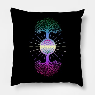 Tree of Life Earth Sun Moon Art Pillow