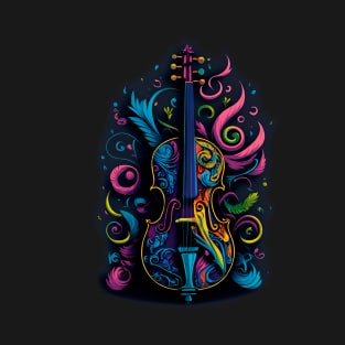 Colorful Cello Illustration Design T-Shirt