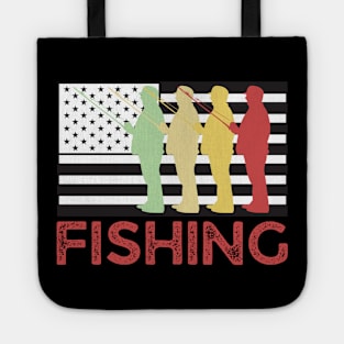 Fishing Team Vintage American Flag Tote