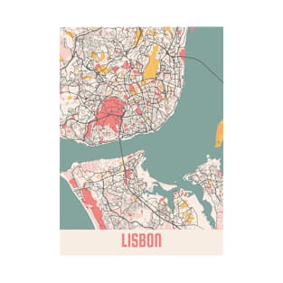 Lisbon - Portugal Chalk City Map T-Shirt