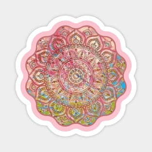 Digital Fluid Art Design - Flip Cup Technique - Pink Mandala Magnet