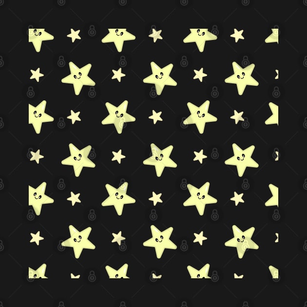 Kawaii Cute Star Pattern in Black by Kelly Gigi