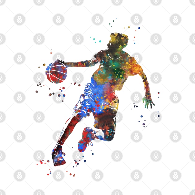 Basketball Player Boy with Ball by RosaliArt