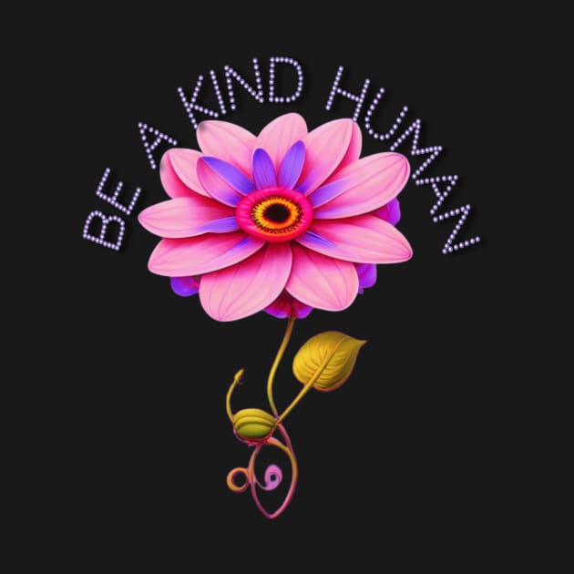 Be A Kind Human Design #7 Pink & Purple Flower by Bite Back Sticker Co.