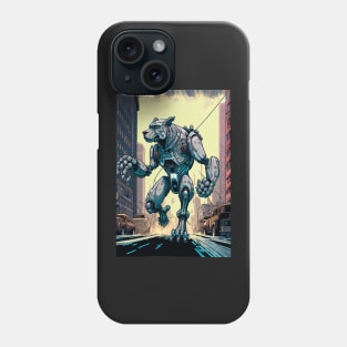 Monster giant robot cyborg dog attacking the city Phone Case