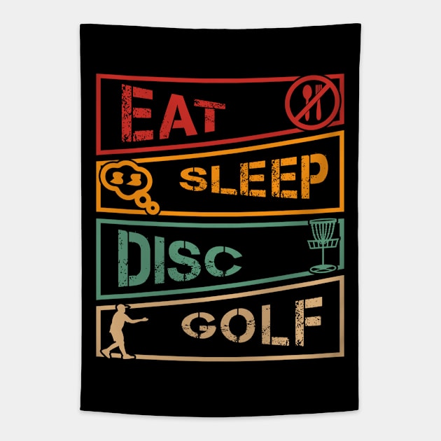 Eat Sleep Disc Golf Repeat Funny Disc Golf Player Tapestry by Visual Vibes