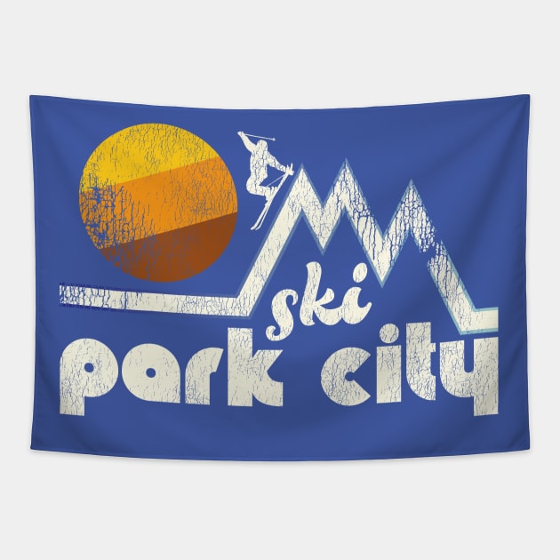 Retro Ski Park City Tapestry by darklordpug