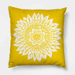 Yellow Sunflower Mandala Pillow