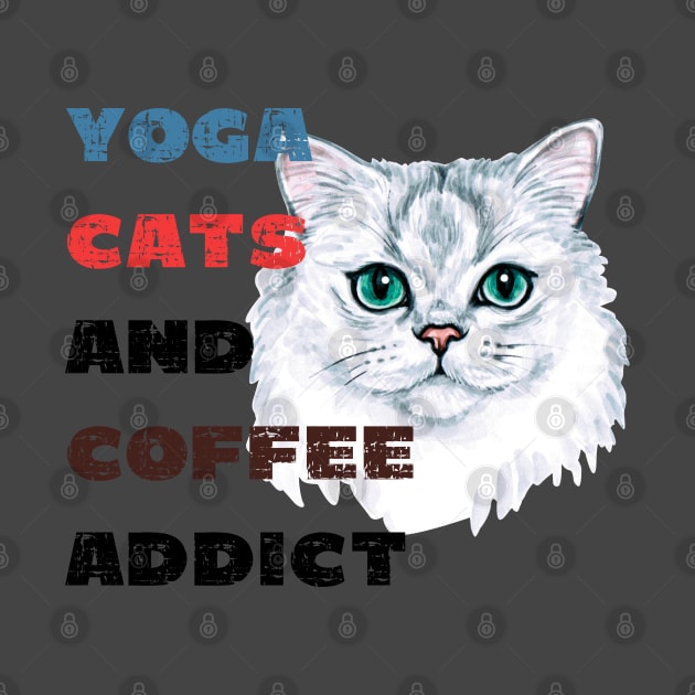 Yoga cats and coffee addict funny quote for yogi by Red Yoga