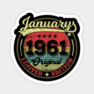 60th Birthday Vintage January 1961 60 Years Gift Magnet