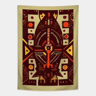 African Mask traditional tribal symbolic pattern design Tapestry