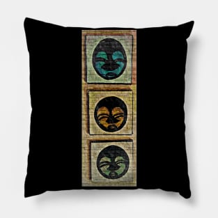 "The Three Masks" Contemporary African Artwork Design Pillow