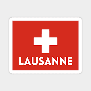 Lausanne City in Swiss Flag Magnet