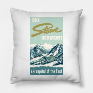 2021 Stowe Vermont Vintage Ski Poster Pillow