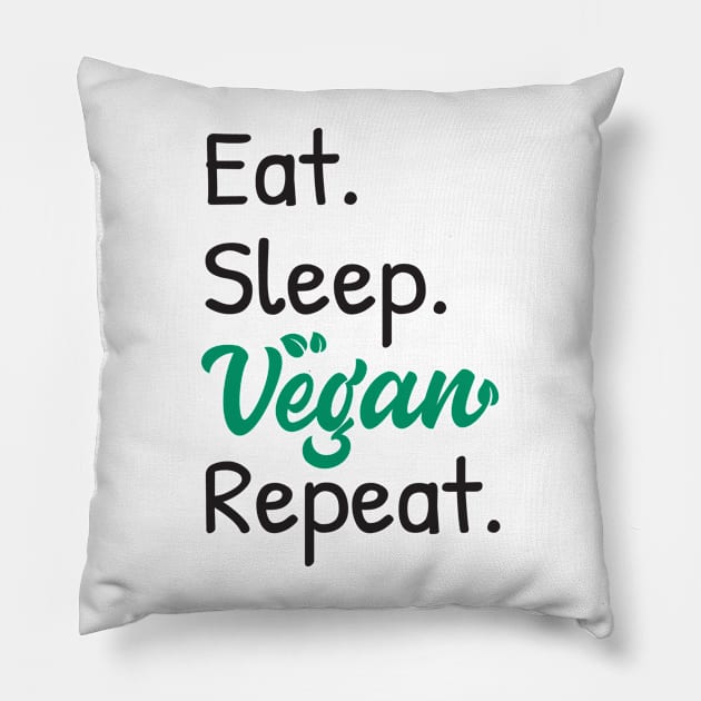 Eat,Sleep,Vegan,Repeat, Vegan Diet Pillow by Islanr