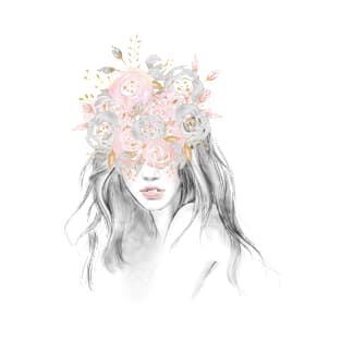 She Had Rose Gold Flowers In Her Hair T-Shirt