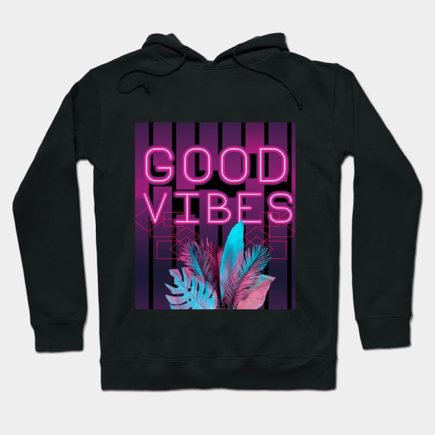 Tropical Summer Neon Good Vibes Aesthetic with Monsteras Palm and