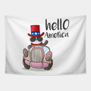 Panda Hello America Tapestry