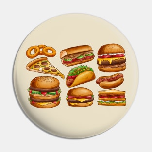Fast Food Hand Drawn Set Pin