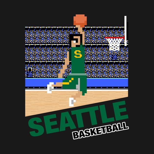 Seattle Basketball 8 bit pixel art cartridge design by MulletHappens