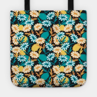 Summer Daisy Flower Garden Black ver Tote