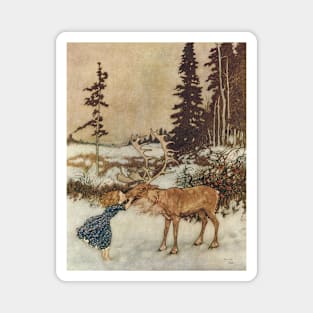 Vintage Fairy Tale, Gerda and the Reindeer by Edmund Dulac Magnet