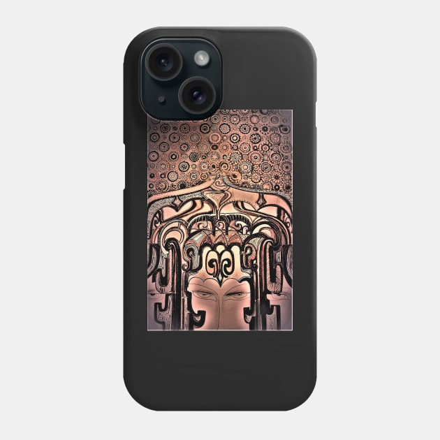 abstract art nouveau 3 faces Jacqueline Mcculloch Phone Case by jacquline8689