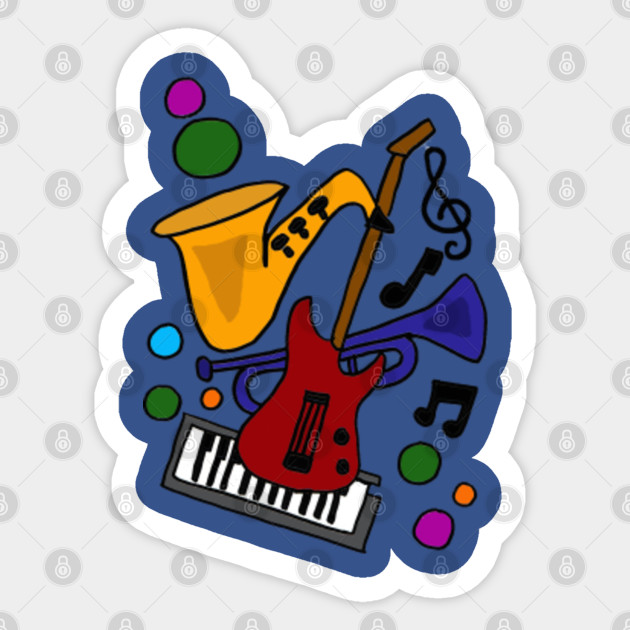 Cool Musical Instruments Party Abstract Music Sticker