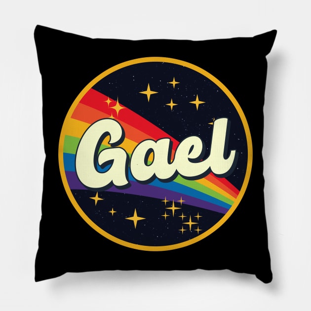 Gael // Rainbow In Space Vintage Style Pillow by LMW Art