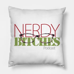 Nerdy Bitches Logo Transparent BKG Pillow